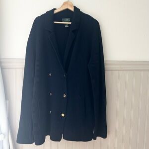 Lauren Ralph Lauren XL Navy Chunky Knit Natuical Cardigan Gold Accent Buttons